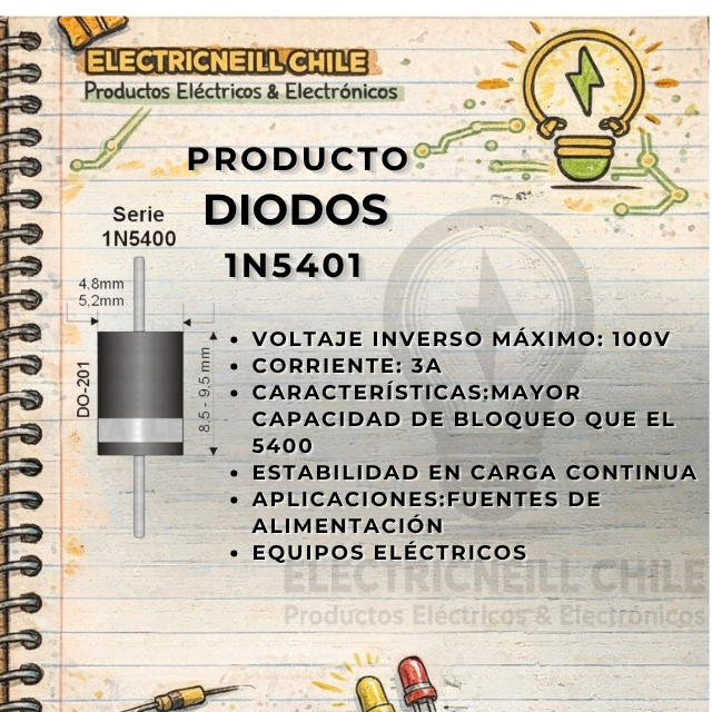 Diodo Rectificador 1N5401 (3A 100V)