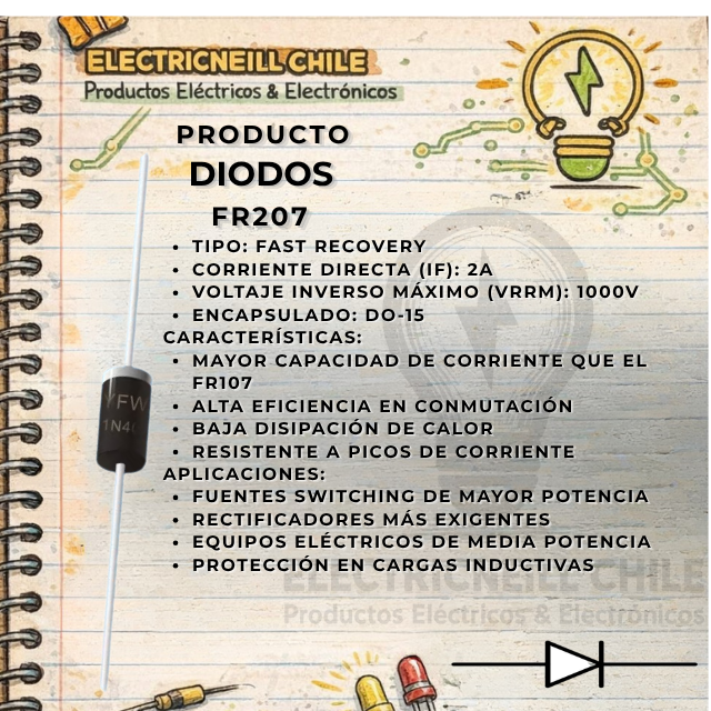 Diodo Rápido FR207 (2A 1000V)