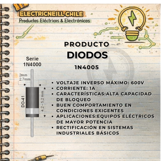 Diodo Rectificador 1N4005 (1A 600V)