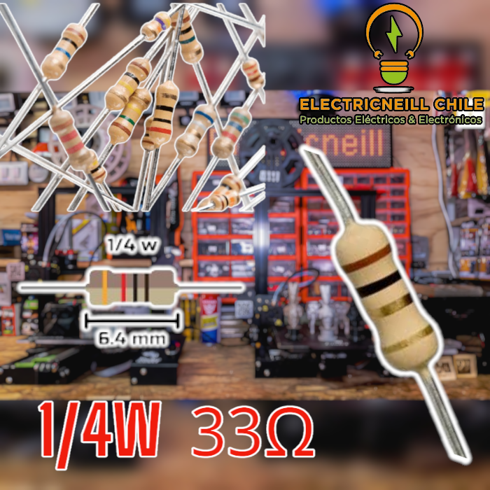Resistencia 1/4W película de carbono 33 Ω - Electricneill