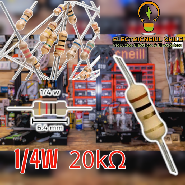 Resistencia 20 kΩ 1/4 W película de carbono - Electricneill