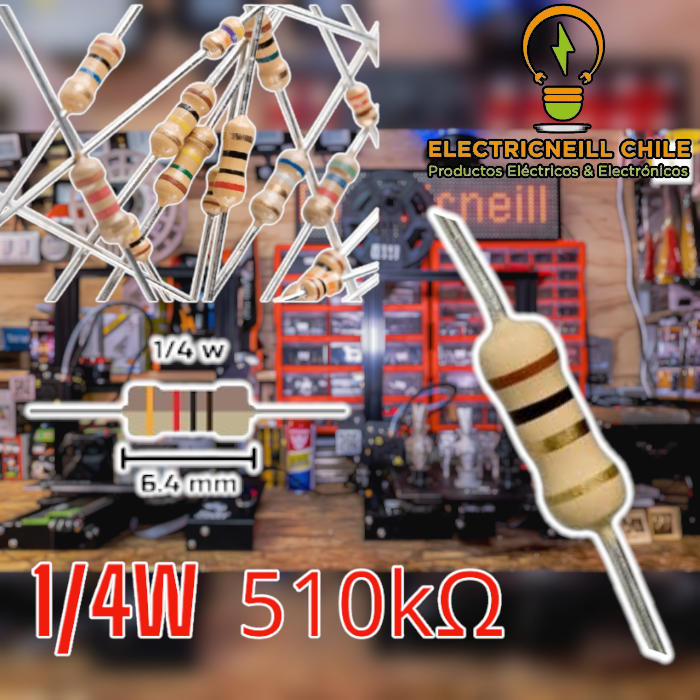 Resistencia 510 kΩ 1/4 W película de carbono - Electricneill