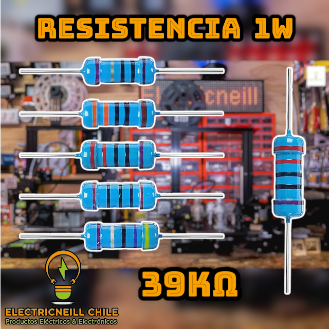 Resistencia de película de carbono 1 W de 39 kΩ - Electricneill