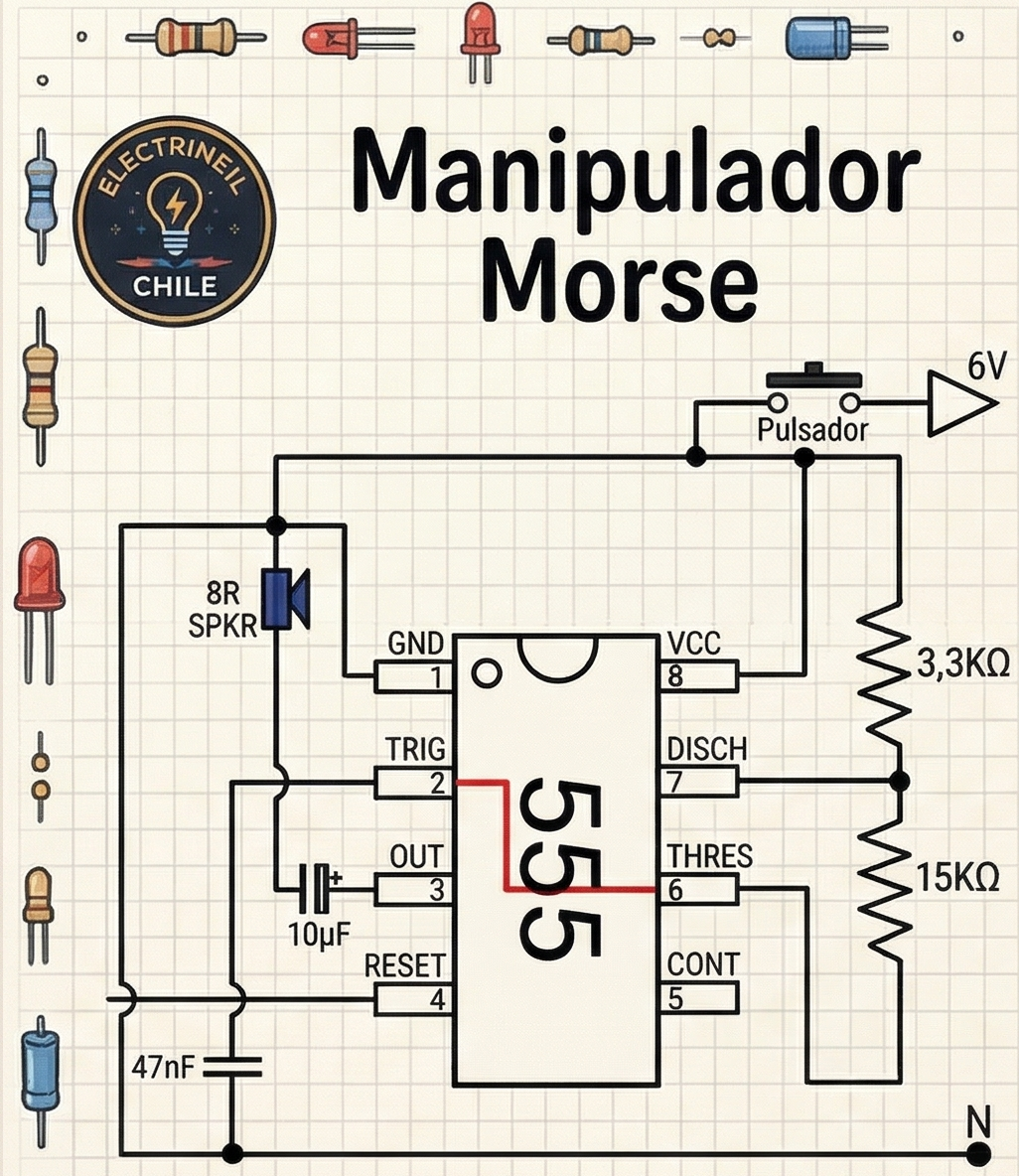 Manipulador Morse con IC 555: ¡Construye tu propio emisor de mensajes secretos!
