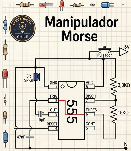 Manipulador Morse con IC 555: ¡Construye tu propio emisor de mensajes secretos!