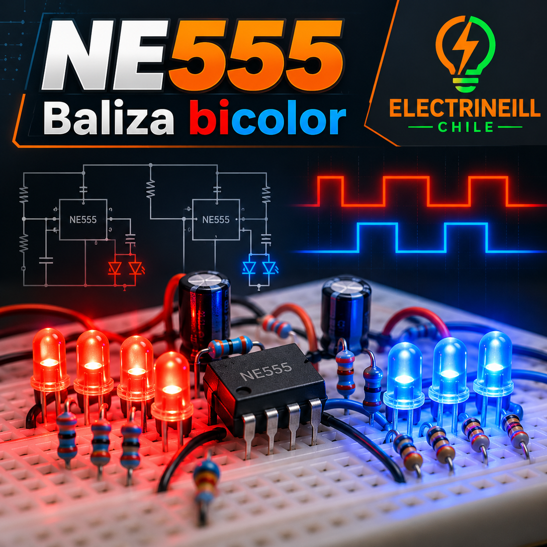 NE555: qué es, cómo funciona y cómo armar una baliza bicolor