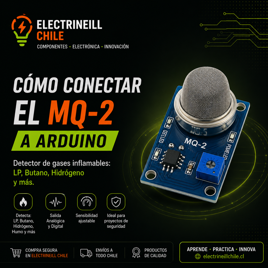 Sensor MQ-2: Pinout, Conexión y Código para Arduino
