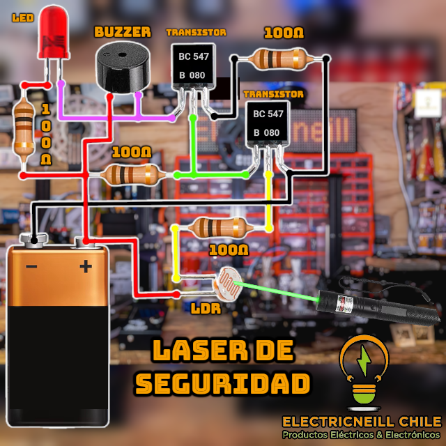 Cómo construir un Sistema de Seguridad con Láser y LDR (Guía paso a paso con transistores BC547)