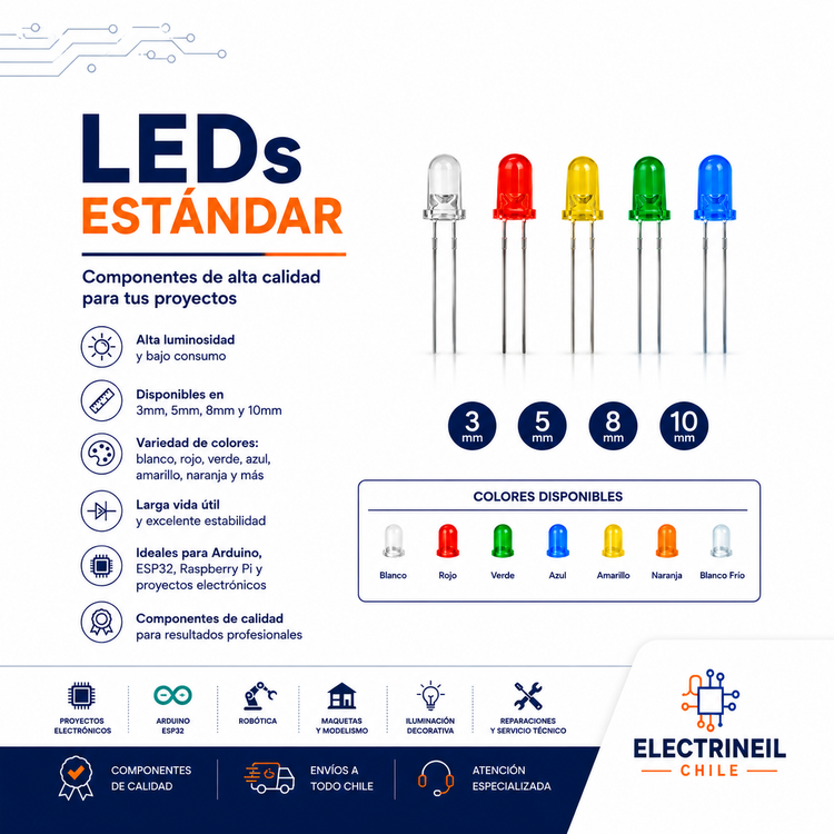 LED 3 mm para Electrónica, Arduino y ESP32