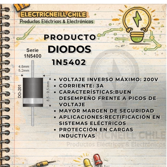 Diodo Rectificador 1N5402 (3A 200V)