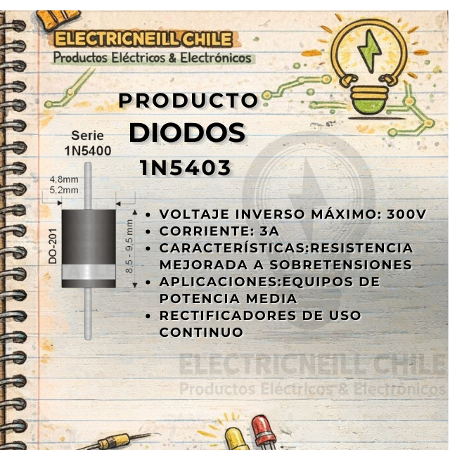Diodo Rectificador 1N5403 (3A 300V)
