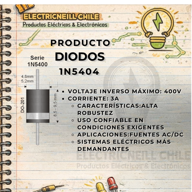 Diodo Rectificador 1N5404 (3A 400V)