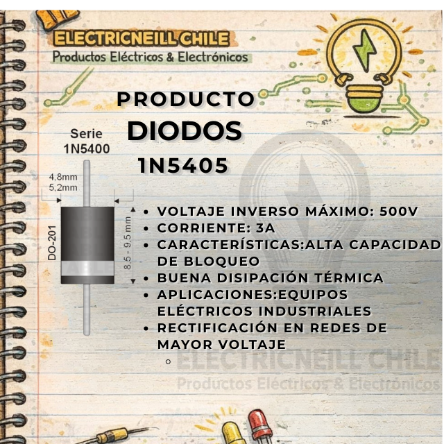 Diodo Rectificador 1N5405 (3A 500V)
