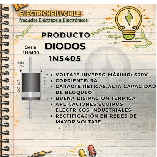 Diodo Rectificador 1N5405 (3A 500V)