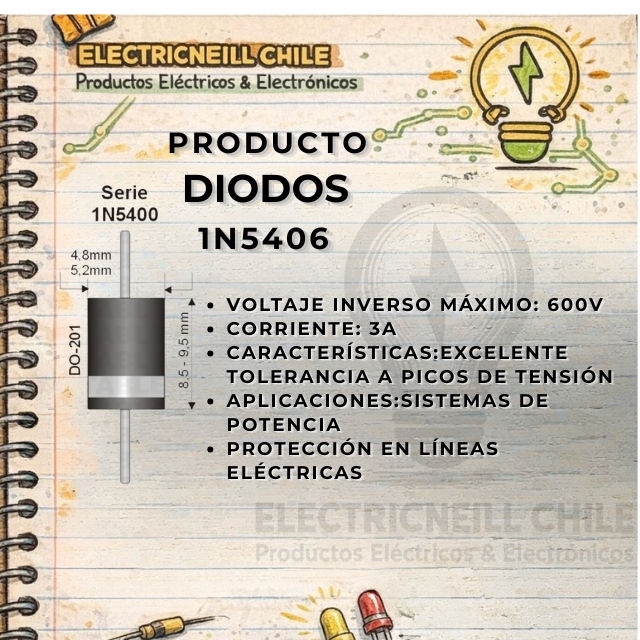 Diodo Rectificador 1N5406 (3A 600V)