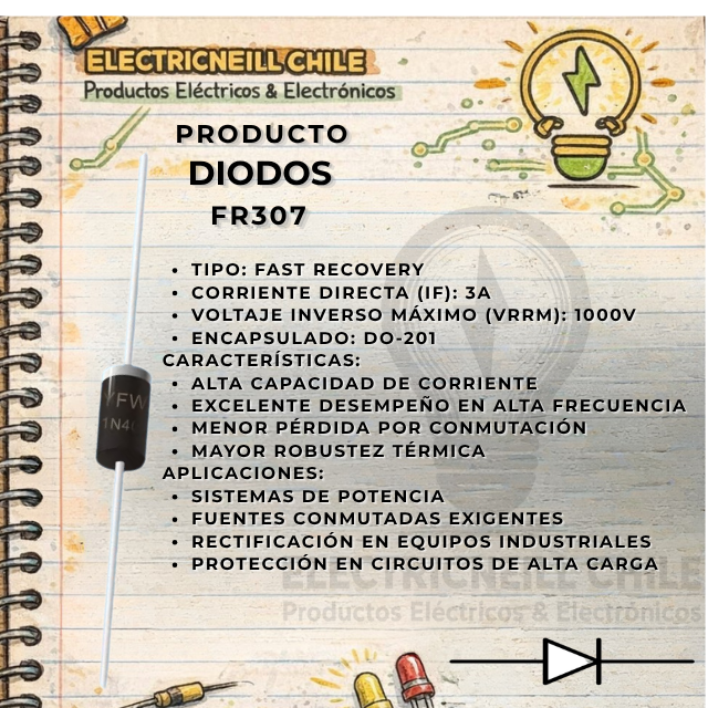 Diodo Rápido FR307 (3A 1000V)