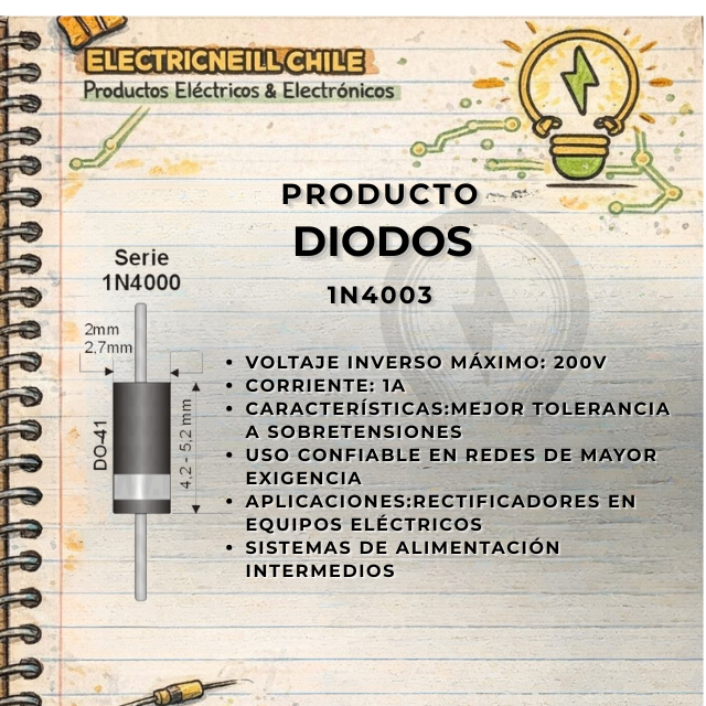 Diodo Rectificador 1N4003 (1A 200V)