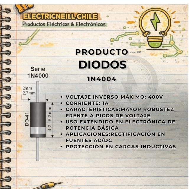 Diodo Rectificador 1N4004 (1A 400V)