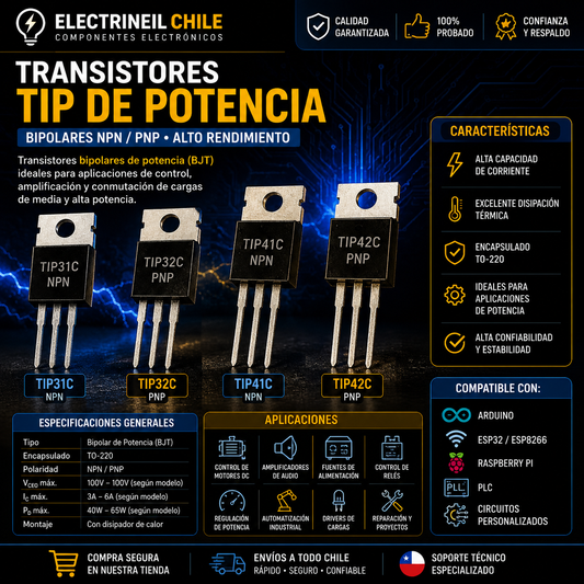Transistores TIP Potencia TO-220 para Electrónica y Control de Potencia
