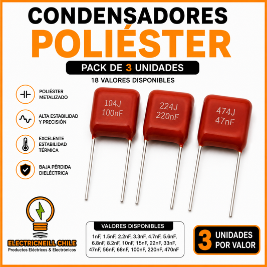 Condensadores de Poliéster Metalizado – Pack de 3 Unidades