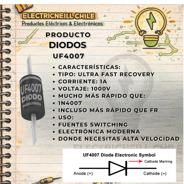 Diodo Ultra Rápido UF4007 (1A 1000V)