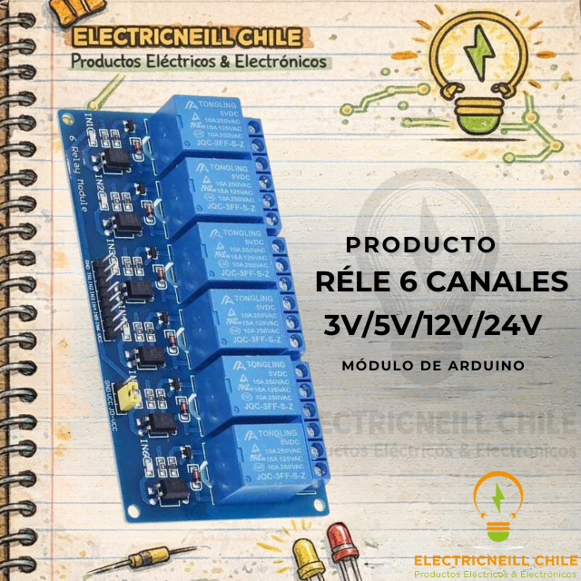 Módulo Relé 1 / 2 / 4 / 6 / 8 Canales 3V – 5V – 12V – 24V