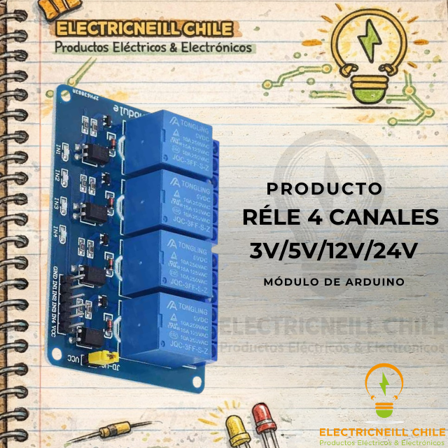 Módulo Relé 1 / 2 / 4 / 6 / 8 Canales 3V – 5V – 12V – 24V