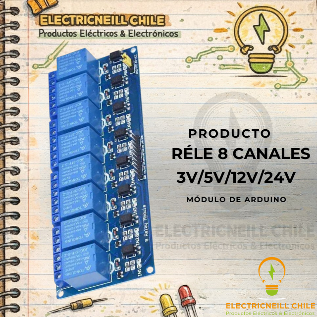 Módulo Relé 1 / 2 / 4 / 6 / 8 Canales 3V – 5V – 12V – 24V