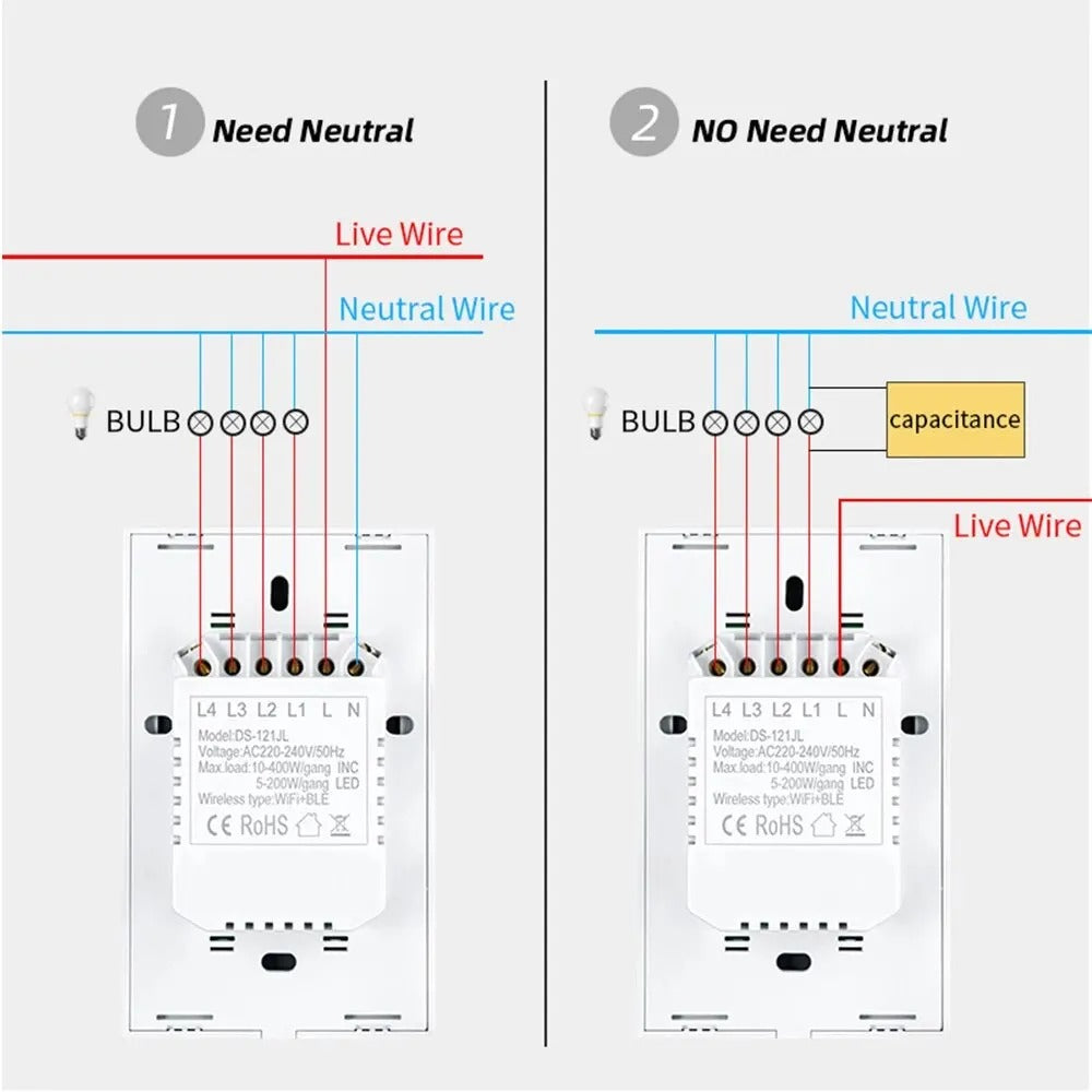 Interruptores 1 2 y 3 módulos wifi Tuya