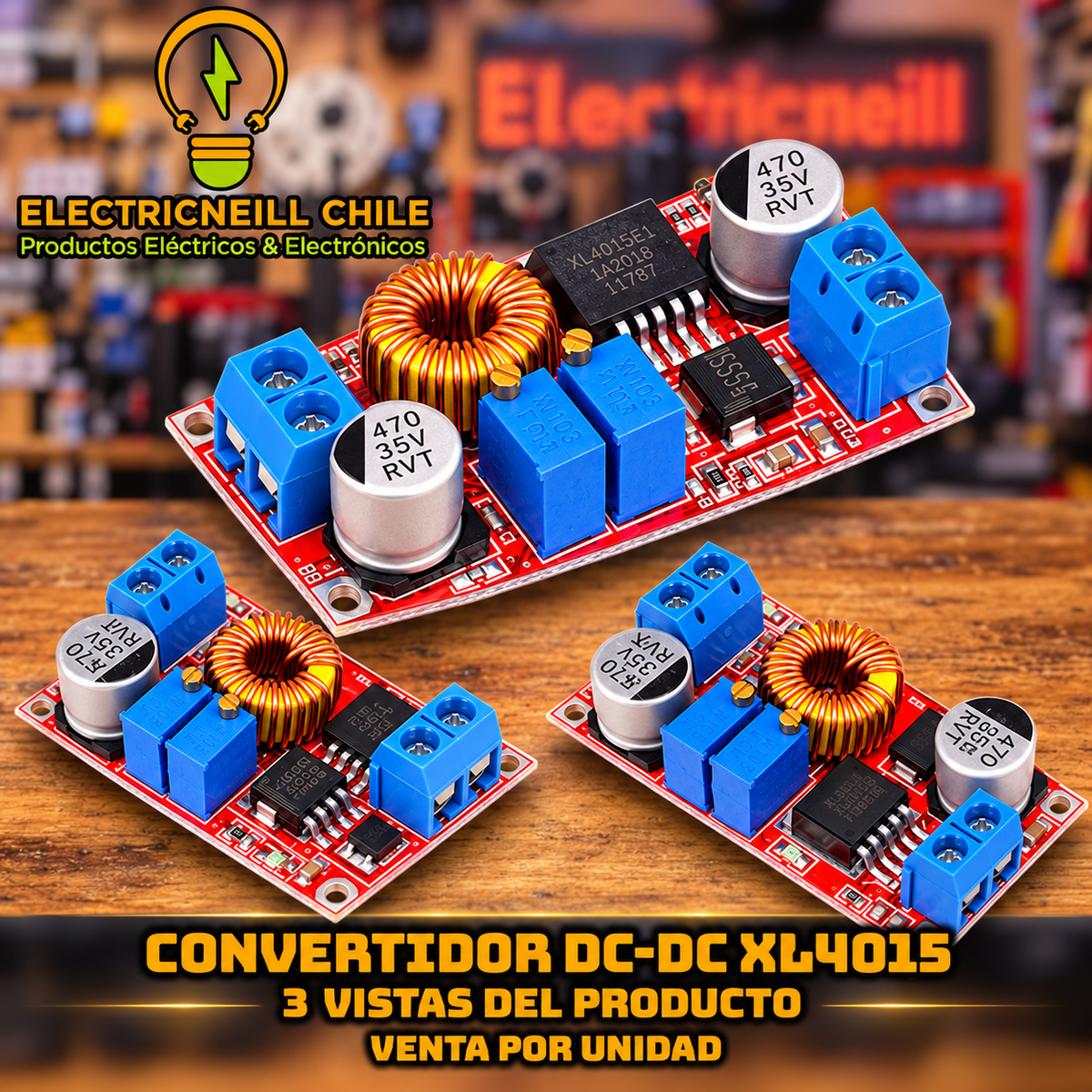 Módulo Convertidor DC-DC Reductor XL4015 5A Ajustable, Entrada 4–38 V y Salida 1,25–36 V con Disipador