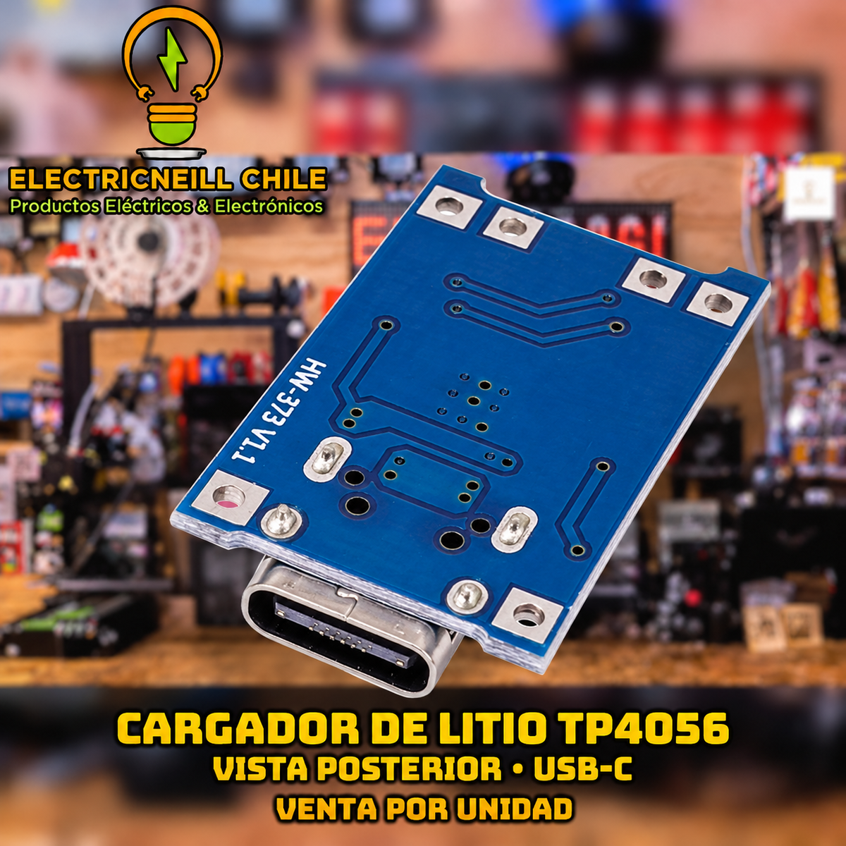 Módulo Cargador TP4056 para Batería de Litio 18650 con Protección, Entrada 5 V, Carga hasta 1 A — USB-C, Micro USB o Mini USB