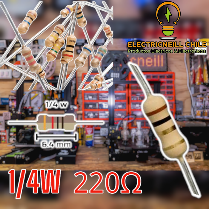 Resistencia 1/4W de película de carbono 220 Ω - Electricneill