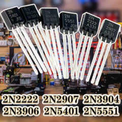 Transistor TO-92 2N2222, 2N3904, 2N3906, 2N5401, 2N5551 – unidad o kit
