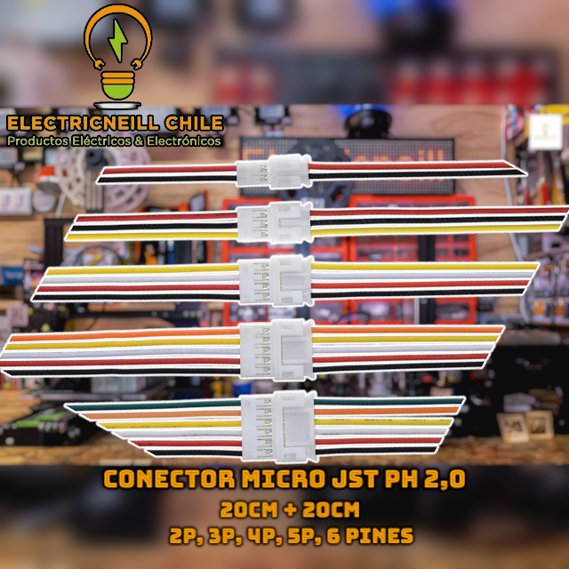 Conector Micro JST PH 2,0 2P, 3P, 4P, 5P, macho, hembra, 20CM + 20CM — Envío GRATIS sobre $24.990
