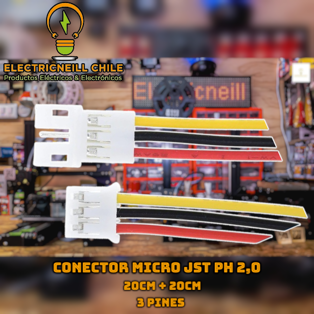 Conector JST PH 2.0 macho y hembra con cable 20 cm, 3 pines - Electricneill