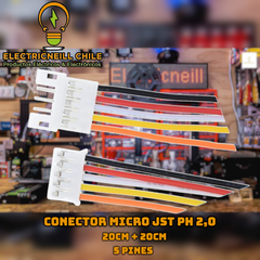 Conector JST PH 2.0 macho y hembra con cable 20 cm – 2 a 5 pines