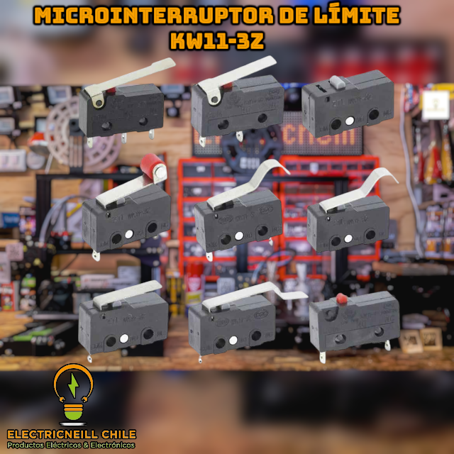 Microinterruptor de Límite KW11-3Z con Palanca y Rodillo – 3 Pines NO/NC 5A 250V