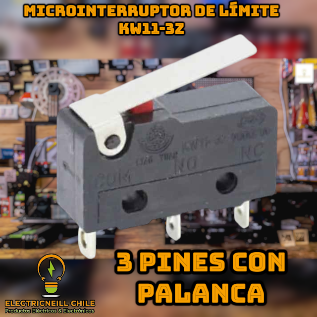 Microinterruptor de Límite KW11-3Z con Palanca y Rodillo – 3 Pines NO/NC 5A 250V