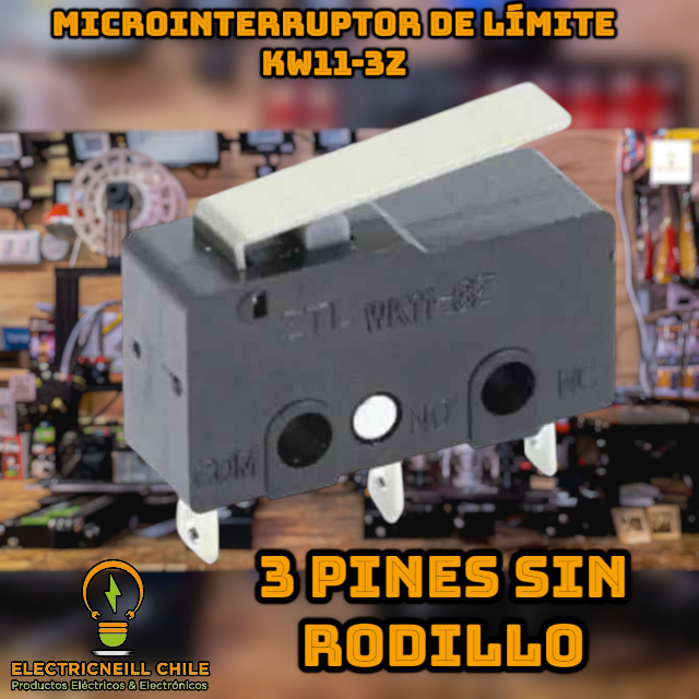 Microinterruptor de Límite KW11-3Z con Palanca y Rodillo – 3 Pines NO/NC 5A 250V