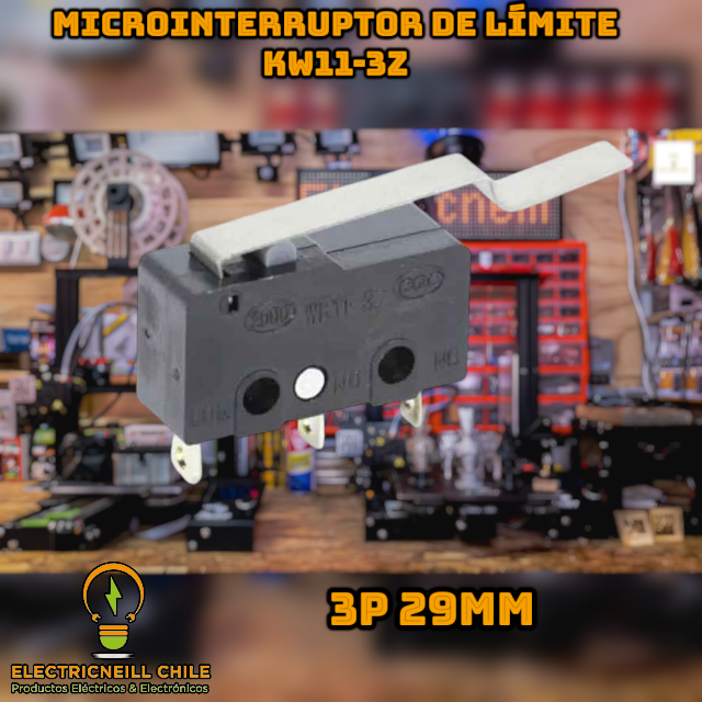 Microinterruptor de Límite KW11-3Z con Palanca y Rodillo – 3 Pines NO/NC 5A 250V