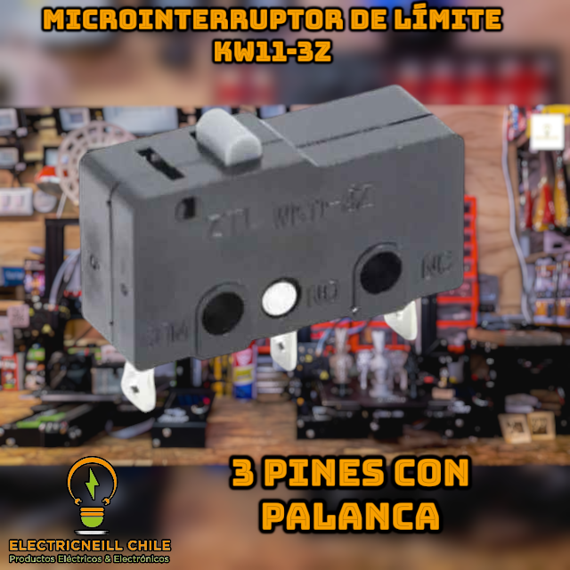 Microinterruptor de Límite KW11-3Z con Palanca y Rodillo – 3 Pines NO/NC 5A 250V
