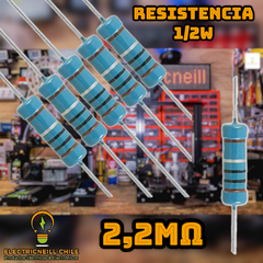 Resistencia 1/2W película de carbono – 120 kΩ a 2,2 MΩ (pack de 3)